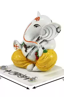 ecraftindia white lord ganesha figurine - decorative showpiece for desk and temple, 4   