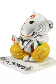 ecraftindia white lord ganesha figurine - decorative showpiece for desk and temple, 4   