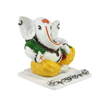 ecraftindia white lord ganesha figurine - decorative showpiece for desk and temple, 4    5