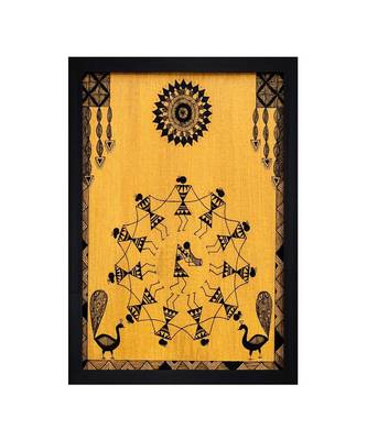 WARLI ART HUMAN FIGURINE"Textured Paper (Scratch/Dust) Proof Framed Art Print 1