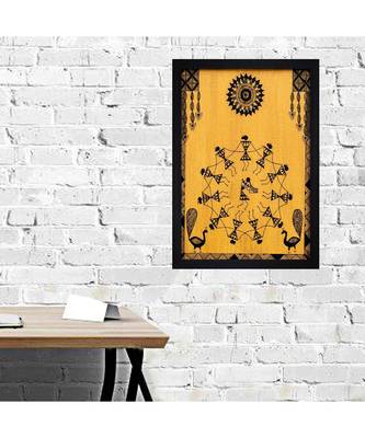 WARLI ART HUMAN FIGURINE"Textured Paper (Scratch/Dust) Proof Framed Art Print 3