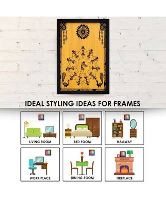 WARLI ART HUMAN FIGURINE"Textured Paper (Scratch/Dust) Proof Framed Art Print 4