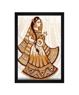Traditional Bride With Dholki"Textured Paper (Scratch/Dust) Proof Framed Art Print 1