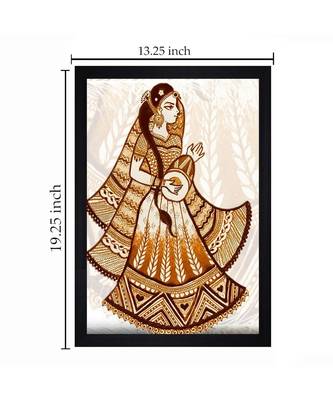 Traditional Bride With Dholki"Textured Paper (Scratch/Dust) Proof Framed Art Print 2