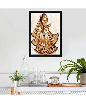 Traditional Bride With Dholki"Textured Paper (Scratch/Dust) Proof Framed Art Print 3