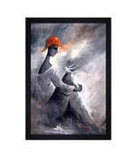 Abstract Man and Bird" Textured Paper (Scratch/Dust) Proof Framed Art Print