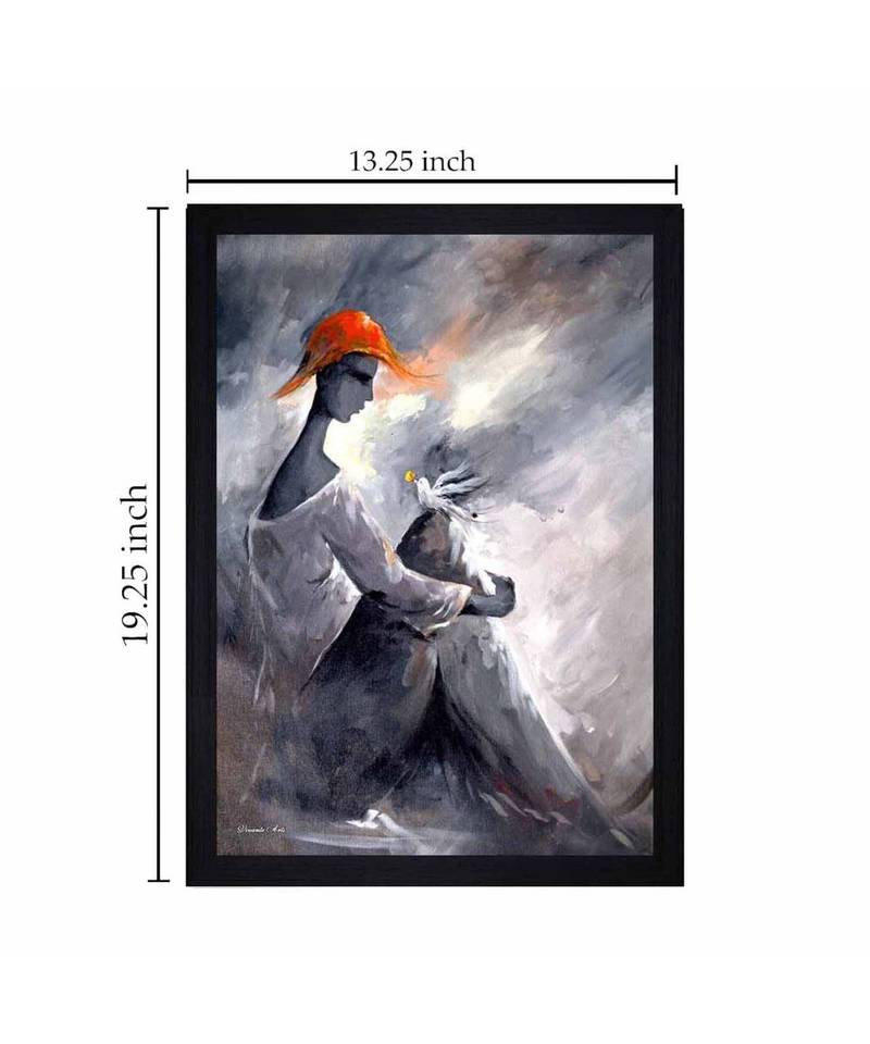 Abstract Man and Bird" Textured Paper (Scratch/Dust) Proof Framed Art Print