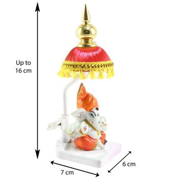 Decorative Lord Ganesha Showpiece with Chatri for Car Dashboard, Home Temple and Office Desks 3