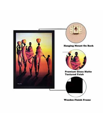 Abstract Village Ladies and Children Art" Textured Paper (Scratch/Dust) Proof Framed Art Print 4
