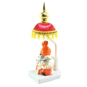 Decorative Lord Ganesha Showpiece with Chatri for Car Dashboard, Home Temple and Office Desks 5