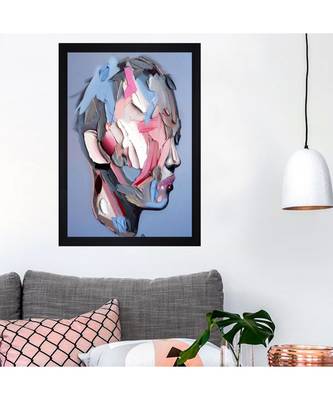 Abstract Face Art" Textured Paper (Scratch/Dust) Proof Framed Art Print 2