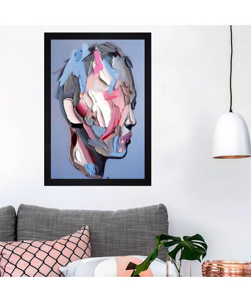 Abstract Face Art" Textured Paper (Scratch/Dust) Proof Framed Art Print