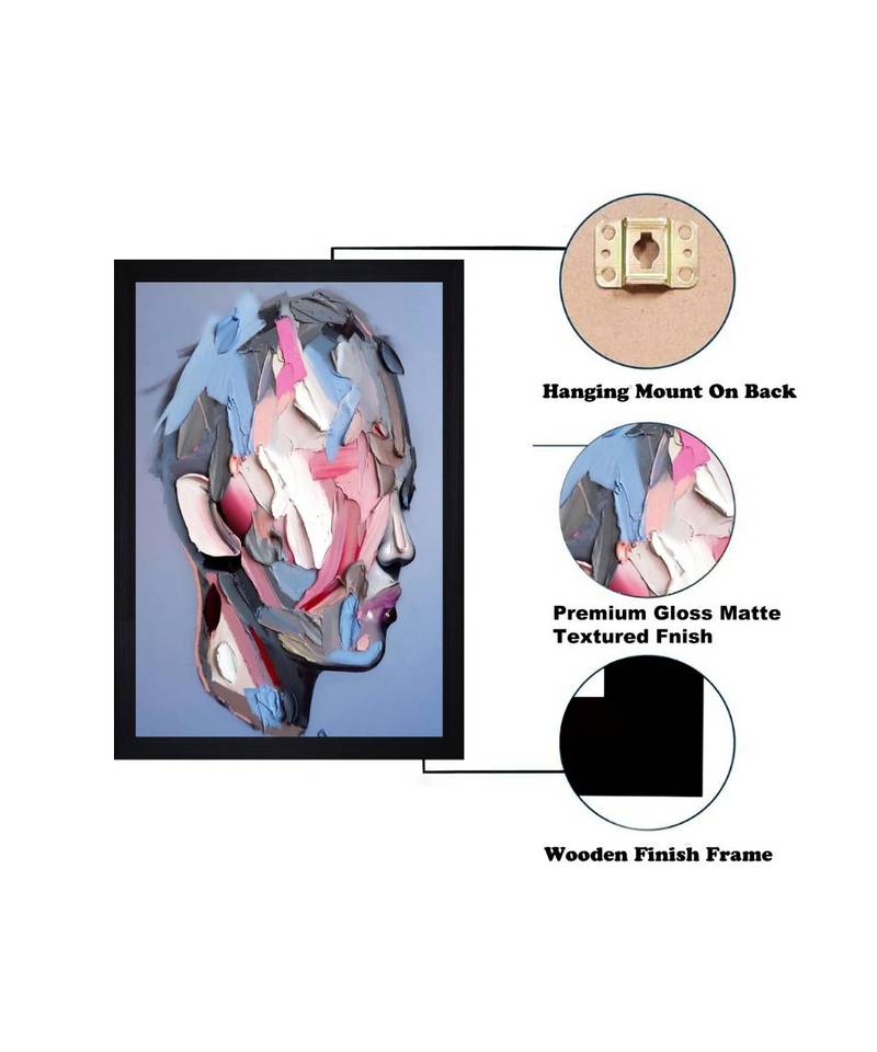 Abstract Face Art" Textured Paper (Scratch/Dust) Proof Framed Art Print