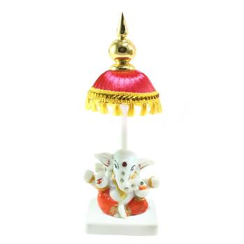 Decorative Lord Ganesha Showpiece with Chatri for Car Dashboard, Home Temple and Office Desks 2