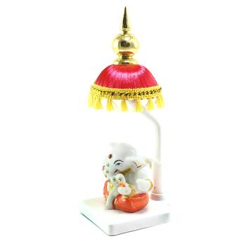 Decorative Lord Ganesha Showpiece with Chatri for Car Dashboard, Home Temple and Office Desks 5