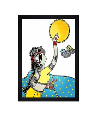 Indian Traditional People Art" Textured Paper (Scratch/Dust) Proof Framed Art Print 1