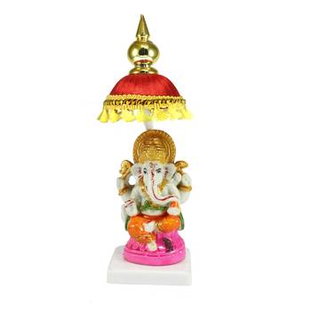 Decorative Lord Ganesha Showpiece with Chatri for Car Dashboard, Home Temple and Office Desks 2