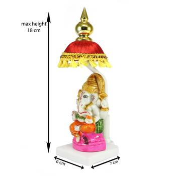 Decorative Lord Ganesha Showpiece with Chatri for Car Dashboard, Home Temple and Office Desks 3