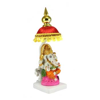 Decorative Lord Ganesha Showpiece with Chatri for Car Dashboard, Home Temple and Office Desks 4