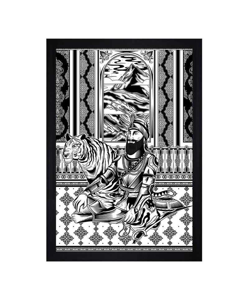 Indian Traditional People Art" Textured Paper (Scratch/Dust) Proof Framed Art Print