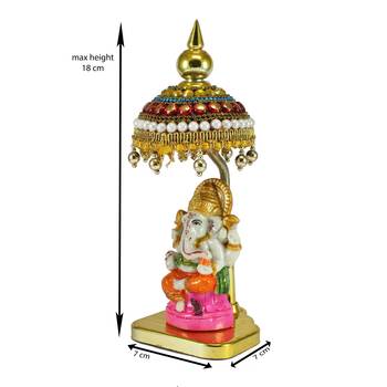 Decorative Lord Ganesha Showpiece with Chatri for Car Dashboard, Home Temple and Office Desks 3