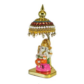 Decorative Lord Ganesha Showpiece with Chatri for Car Dashboard, Home Temple and Office Desks 5
