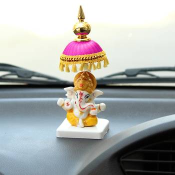 Lord Ganesha Idol with Chatri for Car Dashboard 1