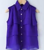 Royal Trendy Girls Sleeveless Georgette Layered Shirt