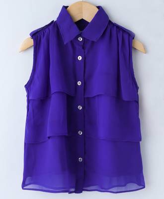 Royal Trendy Girls Sleeveless Georgette Layered Shirt 4