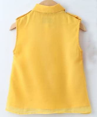 Yellow Trendy Girls Sleeveless Georgette Layered Shirt 2