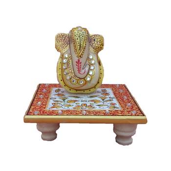 Lord Ganesha on Floral Chowki 1