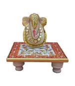 Lord Ganesha on Floral Chowki