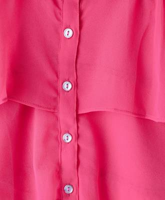Pink Trendy Girls Sleeveless Georgette Layered Shirt 3