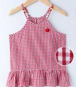 Red Breezy Checks Strappy With Beads