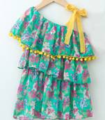 Aqua Pretty Layered Printed Georgette Dress