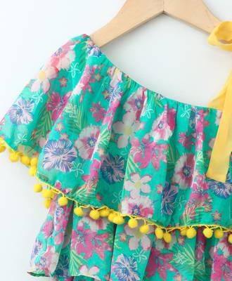 Aqua Pretty Layered Printed Georgette Dress 3