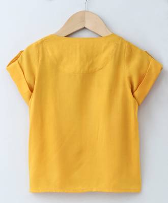 Yellow Trendy Rayon Top with Ruffle and Fancy Buttons 2