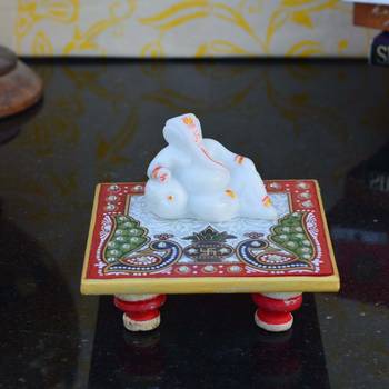 Lord Ganesha resting on Marble Chowki 4