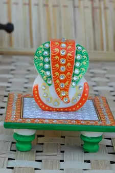 Charismatic Lord Ganesha Marble Chowki