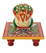 Lord Ganesha on Peocock Marble Chowki