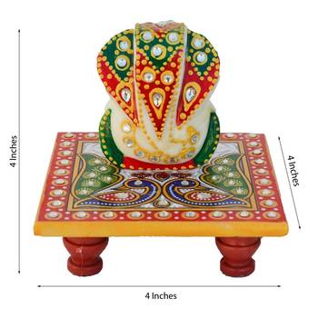 Lord Ganesha on Peocock Marble Chowki 3