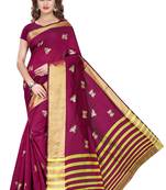 Pink printed cotton silk saree with blouse