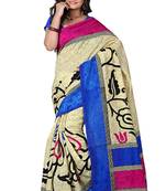 Off white brasso jacquard saree with blouse
