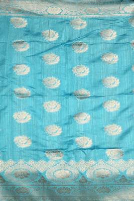 Silver woven tussar silk saree with blouse 4