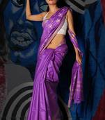 Purple woven silk saree with blouse