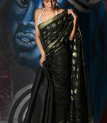 Black woven silk saree with blouse