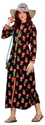 Black Rayon Block Print Embroidered  Partywear Kurti 1
