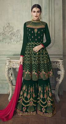 Faux Georgette Embroidered Semi Stitched Salwar Kameez 1