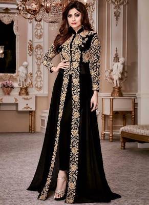 Black embroidered georgette Anarkali 1