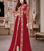 Red embroidered georgette salwar